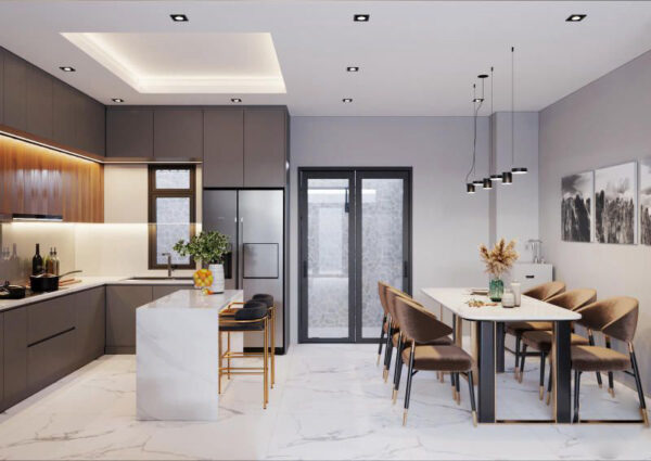 Thiết kế nội thất nhà phố 6m mặt tiền tận dụng lợi thế về bề rộng